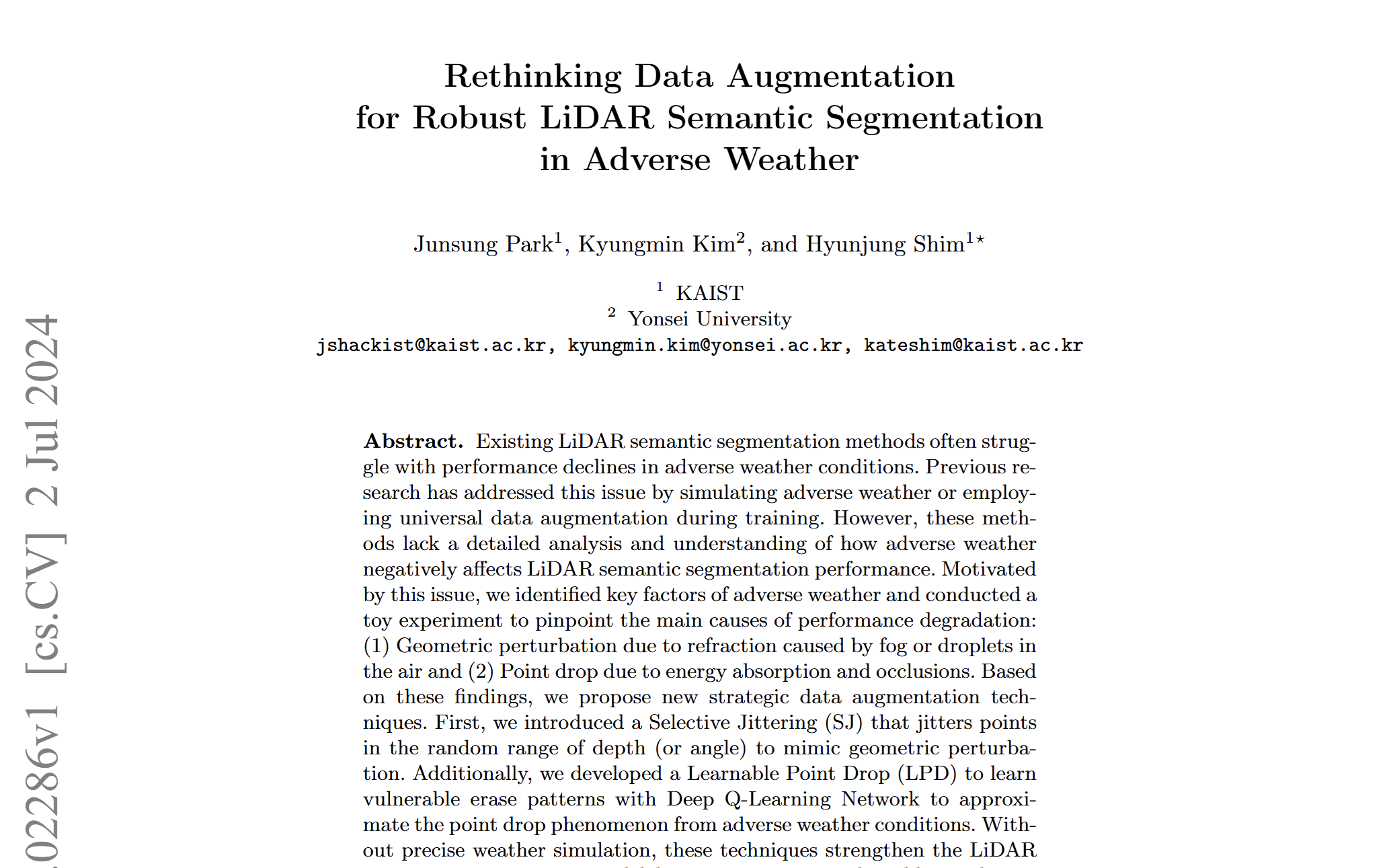 🎉🎉 My paper "Rethinking Data Augmentation for LiDAR Semantic